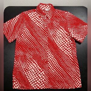 Liz Baker Red & White Polka Dot Short-Sleeve Button-Up Shirt (Size Large)